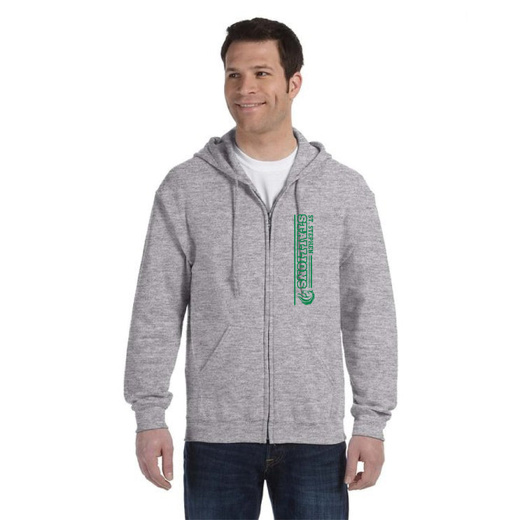 ST. STEPHEN SPIRITWEAR - STALLIONS - GILDAN COTTON ZIPPED HOODIE - ADULT
