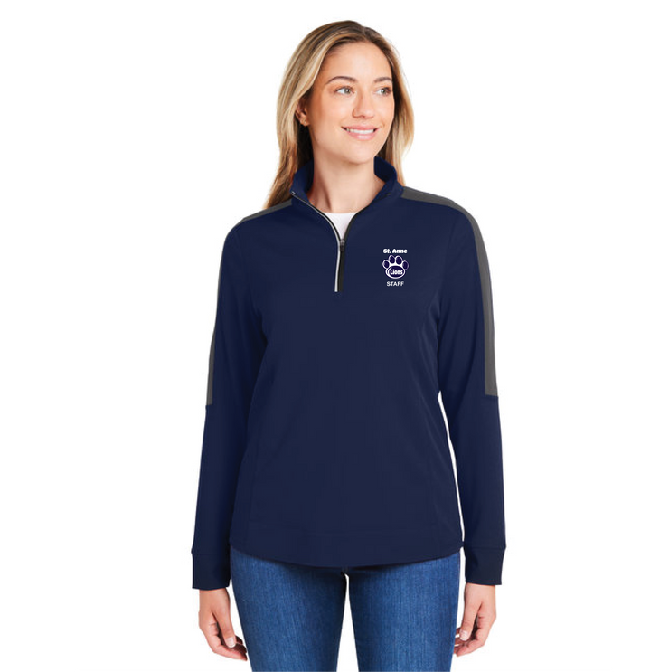 ST. ANNE STAFFWEAR - PAW EMB - TEAM 365 QUARTER ZIP - LADIES