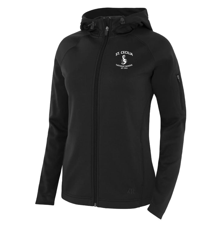 ST CECILIA STAFFWEAR - PTECH HOODED JACKET - LADIES