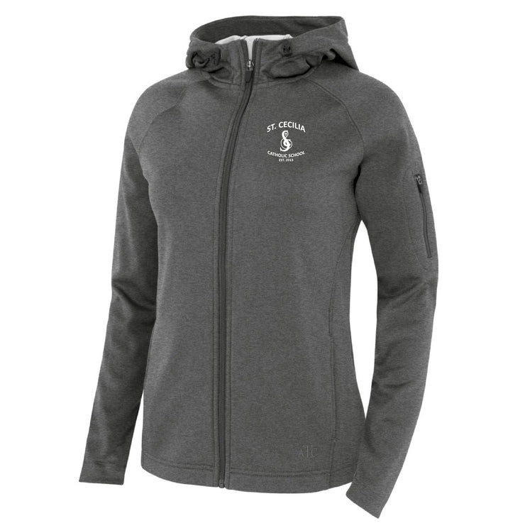 ST CECILIA STAFFWEAR - PTECH HOODED JACKET - LADIES