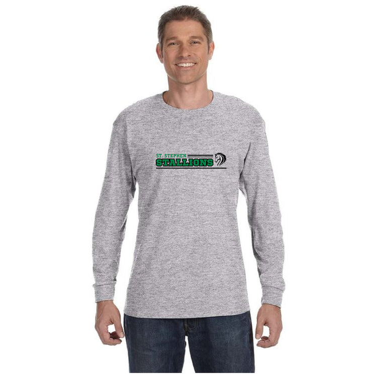 ST. STEPHEN SPIRITWEAR - STALLIONS - GILDAN COTTON LONGSLEEVE - ADULT