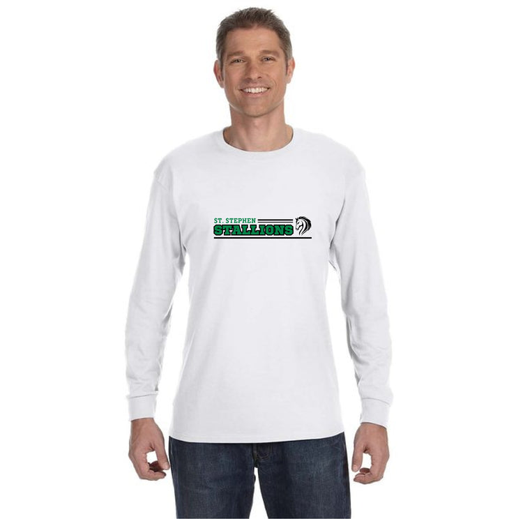 ST. STEPHEN SPIRITWEAR - STALLIONS - GILDAN COTTON LONGSLEEVE - ADULT
