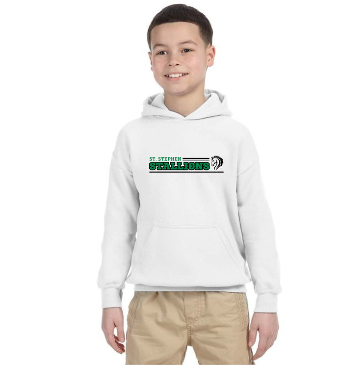 ST. STEPHEN SPIRITWEAR - STALLIONS - GILDAN COTTON HOODIE - YOUTH