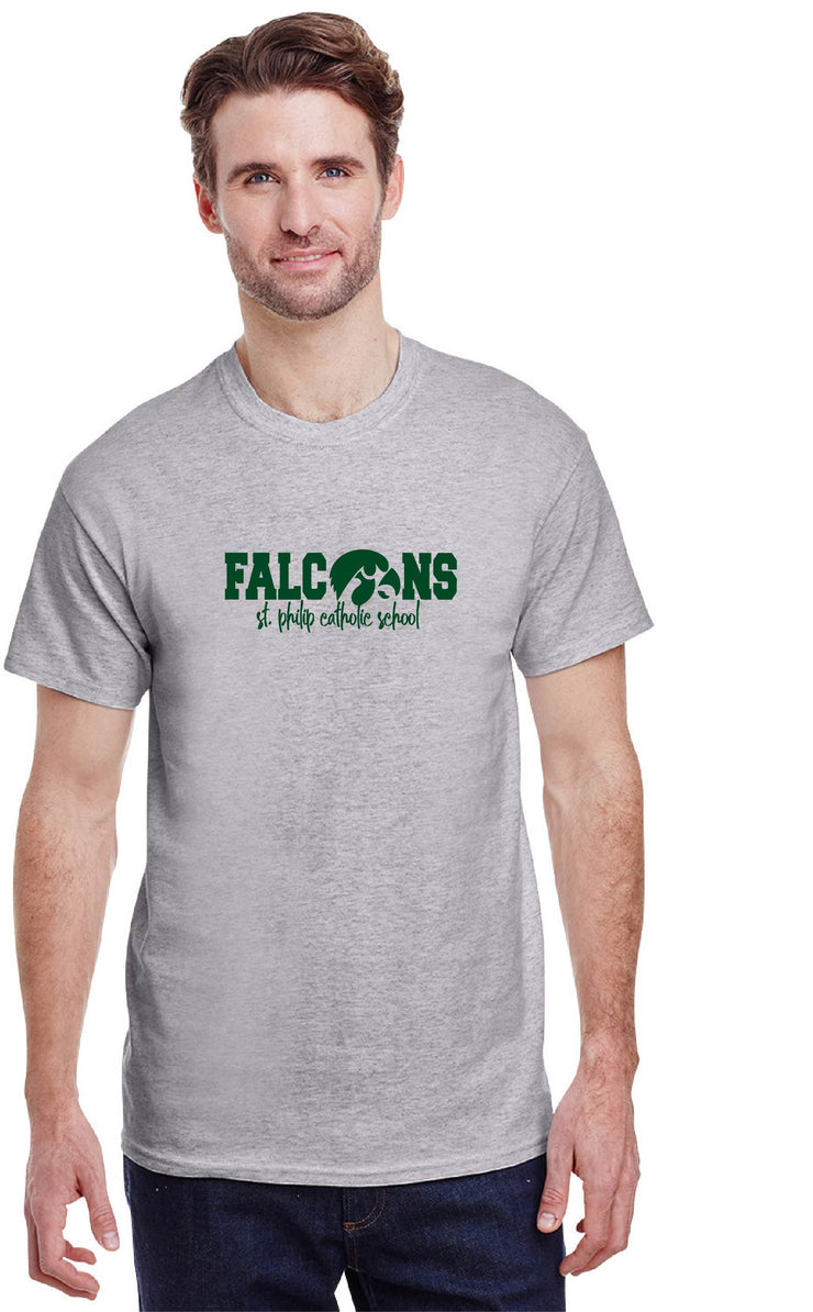 ST. PHILIP SPIRITWEAR - ADULT - GILDAN COTTON TEE- FALCONS LOGO