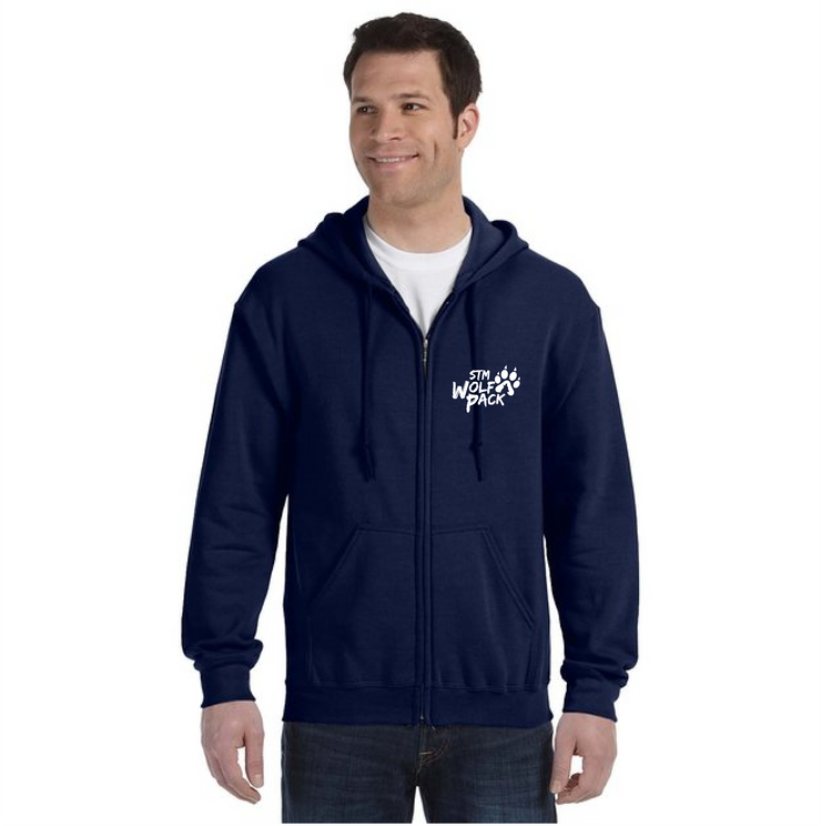STM SPIRITWEAR - LEFT CHEST WOLFPACK - GILDAN HEAVY BLEND ZIPPED HOODIE - ADULT