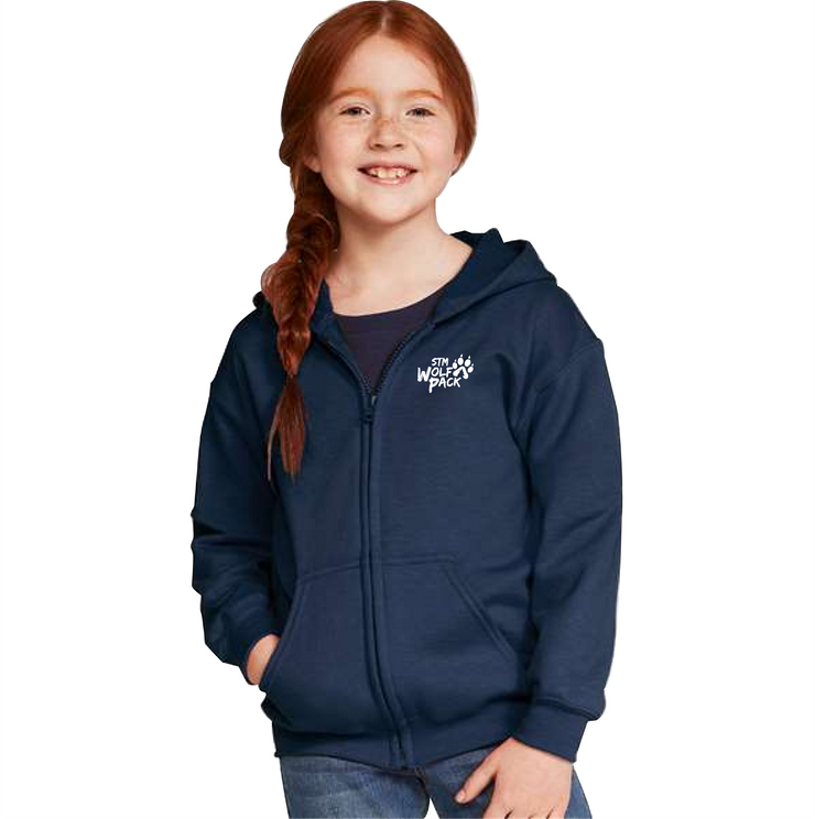 STM SPIRITWEAR - LEFT CHEST WOLFPACK - GILDAN HEAVY BLEND ZIPPED HOODIE - YOUTH