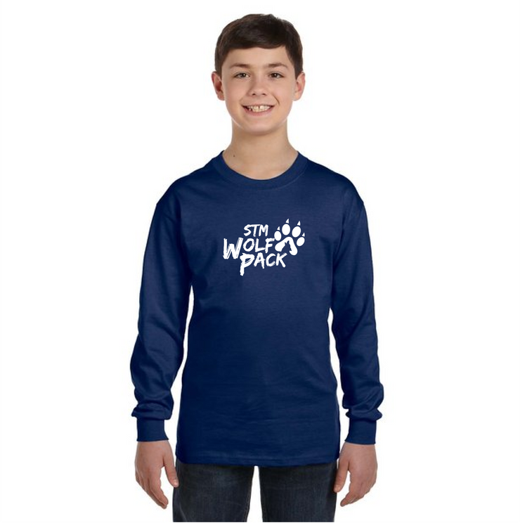 STM SPIRITWEAR - WOLFPACK - GILDAN COTTON LONGSLEEVE - YOUTH