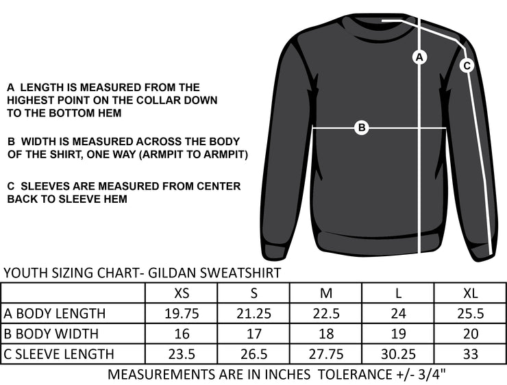 NOTRE DAME SCIENCE - BACK PRINT - GILDAN COTTON FLEECE CREWNECK - YOUTH