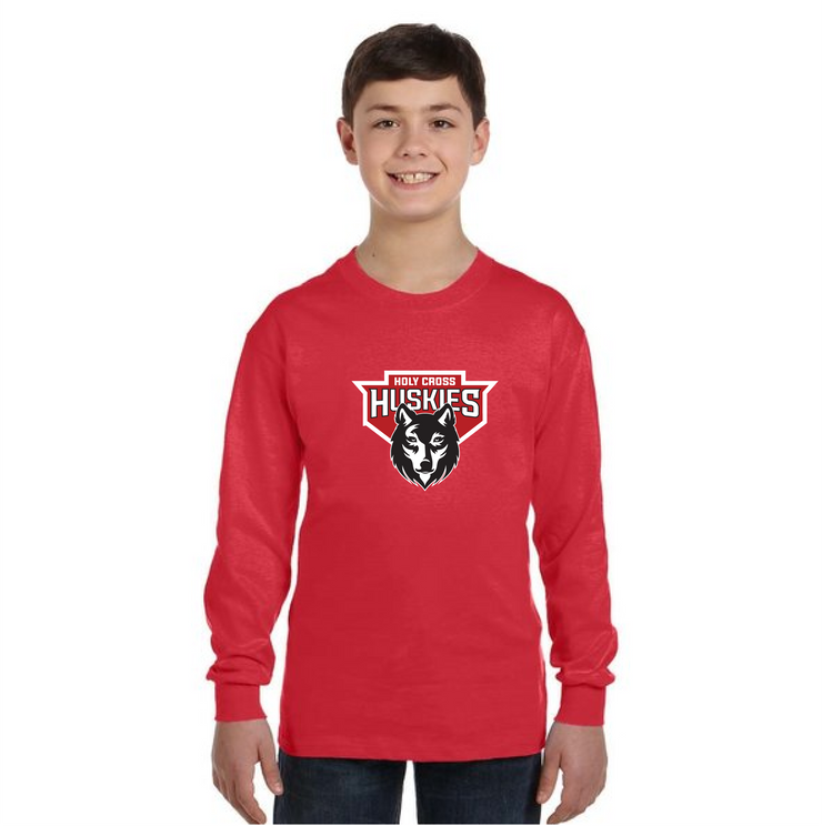 HOLY CROSS SPIRITWEAR - HUSKIES - GILDAN COTTON LONGSLEEVE - YOUTH