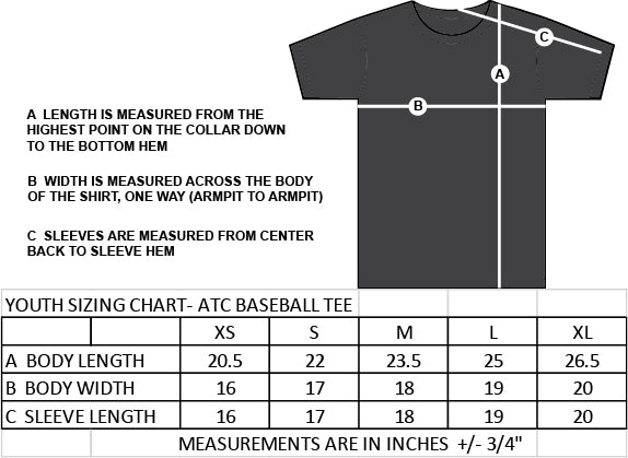 CHURCHILL SPIRITWEAR - FULL FRONT - ATC PRO BASEBALL TEE - YOUTH