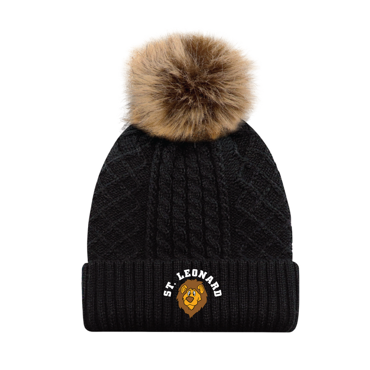 ST. LEONARD SPIRITWEAR -  EMBROIDERED LOGO CUFFED TOQUE WITH POM POM