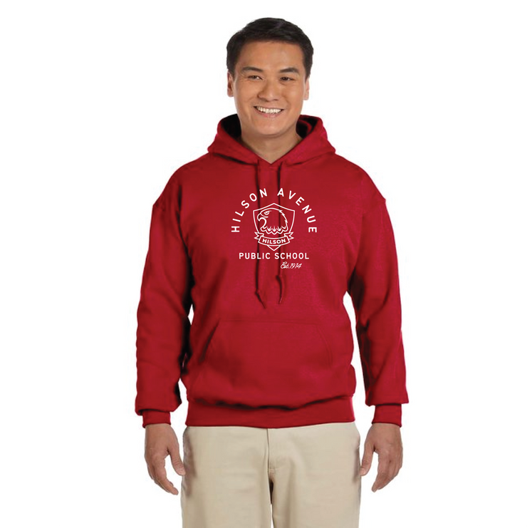 HILSON AVENUE SPIRITWEAR - 1 COLOUR LOGO - GILDAN COTTON HOODIE - ADULT