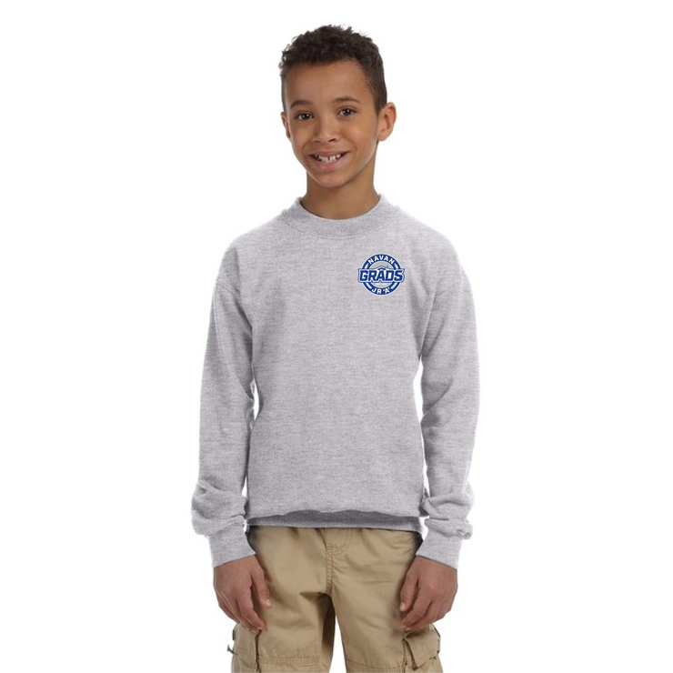 NAVAN GRADS HOCKEY - LEFT CHEST CIRCLE EMBROIDERY - GILDAN HEAVY BLEND FLEECE CREWNECK - YOUTH