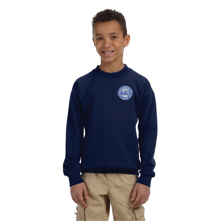 NAVAN GRADS HOCKEY - LEFT CHEST CIRCLE EMBROIDERY - GILDAN HEAVY BLEND FLEECE CREWNECK - YOUTH