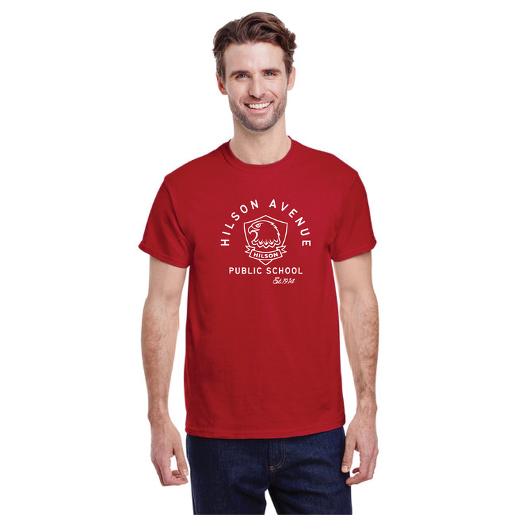 HILSON AVENUE SPIRITWEAR - 1 COLOUR LOGO -  GILDAN COTTON TEE - ADULT