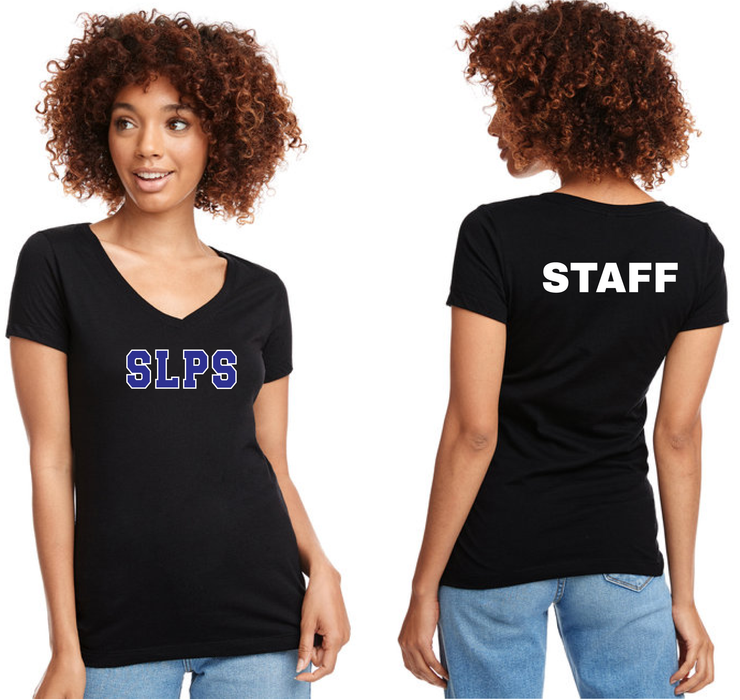 STEPHEN LEACOCK STAFFWEAR - SLPS PRINT - NEXT LEVEL V NECK T SHIRT - LADIES