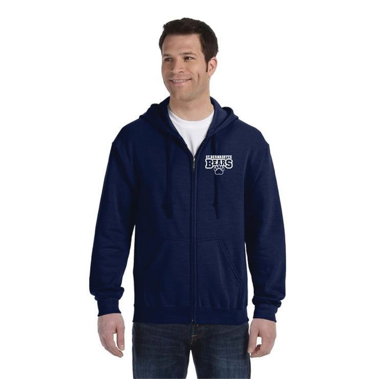 ST. BERNADETTE SPIRITWEAR - LEFT CHEST BEARS PRINT - GILDAN HEAVY BLEND ZIPPED HOODIE - ADULT