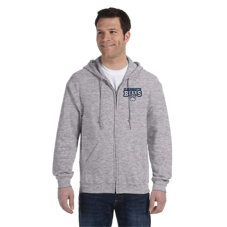 ST. BERNADETTE SPIRITWEAR - LEFT CHEST BEARS PRINT - GILDAN HEAVY BLEND ZIPPED HOODIE - ADULT