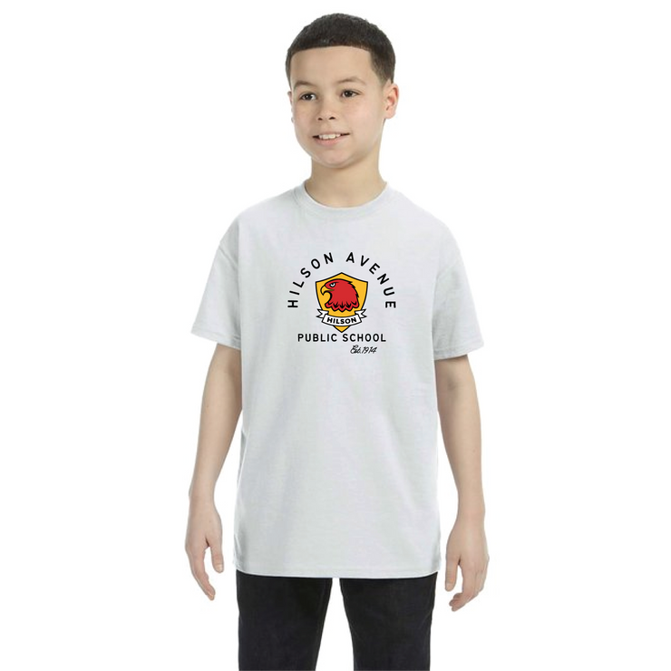 HILSON AVENUE SPIRITWEAR - 3 COLOUR LOGO - GILDAN COTTON TEE - YOUTH