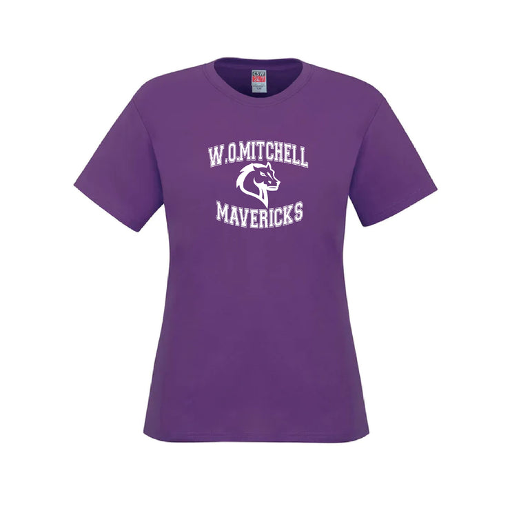 W.O. MITCHELL SPIRITWEAR - FULL FRONT MAVRICKS PRINT - PARKOUR CREWNECK RING - LADIES