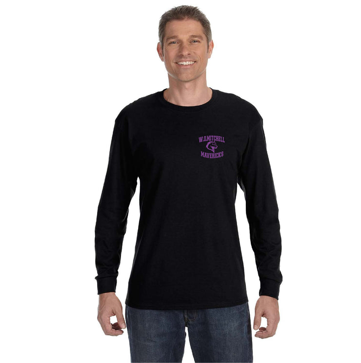 W.O. MITCHELL SPIRITWEAR - LEFT CHEST MAVRICKS PRINT - GILDAN COTTON LONGSLEEVE - ADULT