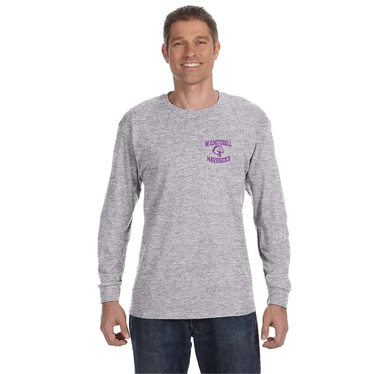 W.O. MITCHELL SPIRITWEAR - LEFT CHEST MAVRICKS PRINT - GILDAN COTTON LONGSLEEVE - ADULT