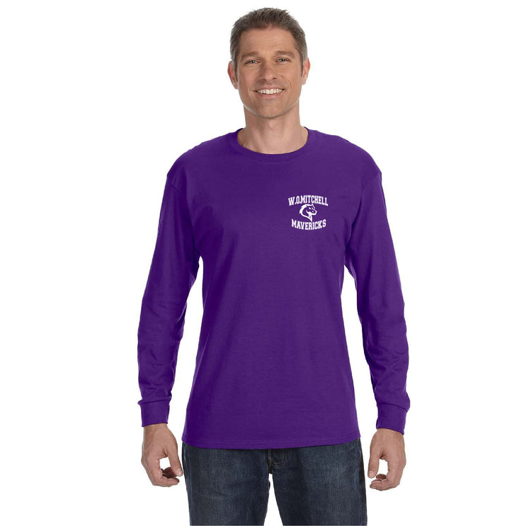 W.O. MITCHELL SPIRITWEAR - LEFT CHEST MAVRICKS PRINT - GILDAN COTTON LONGSLEEVE - ADULT