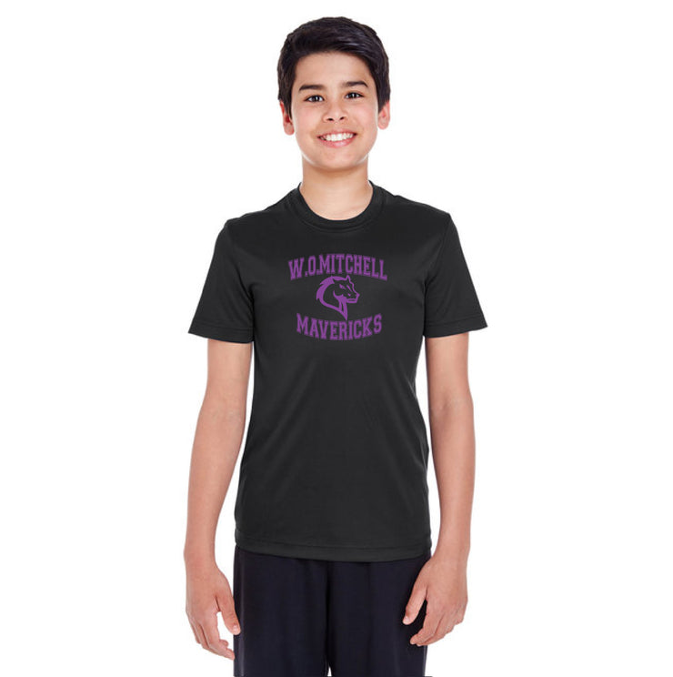 W.O. MITCHELL SPIRITWEAR - FULL FRONT MAVRICKS PRINT - TEAM 365 PERFORMANCE TEE - YOUTH