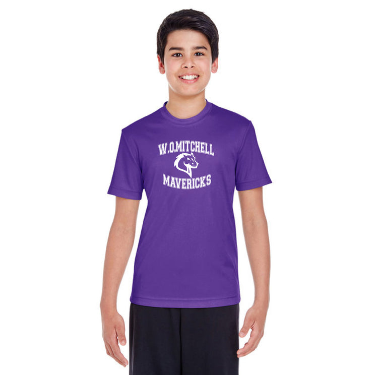 W.O. MITCHELL SPIRITWEAR - FULL FRONT MAVRICKS PRINT - TEAM 365 PERFORMANCE TEE - YOUTH