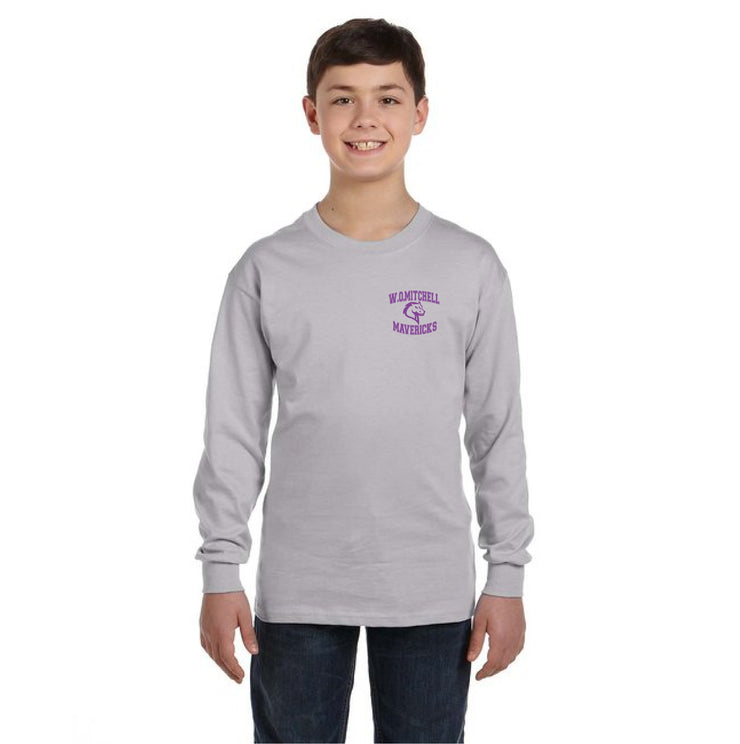 W.O. MITCHELL SPIRITWEAR - LEFT CHEST MAVRICKS PRINT - GILDAN COTTON LONGSLEEVE - YOUTH