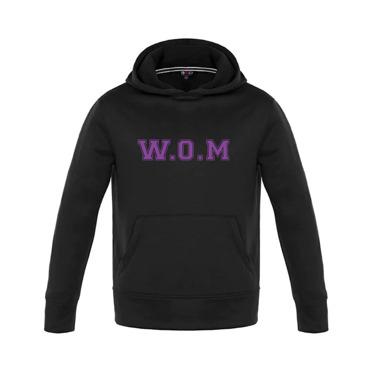 W.O. MITCHELL SPIRITWEAR - FULL FRONT W.O.M PRINT - PALM AIRE PERFORMANCE HOODIE  - YOUTH