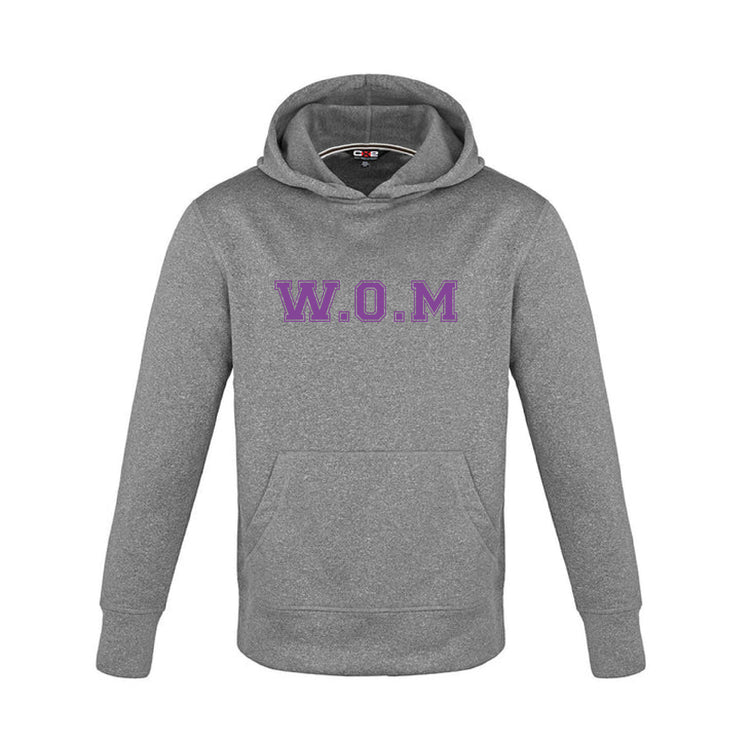 W.O. MITCHELL SPIRITWEAR - FULL FRONT W.O.M PRINT - PALM AIRE PERFORMANCE HOODIE  - YOUTH