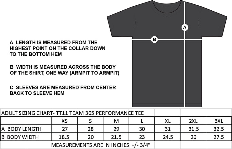 CONNAUGHT PUBLIC SCHOOL SPIRITWEAR - TEAM 365 PERFORMANCE TEE - ADULT