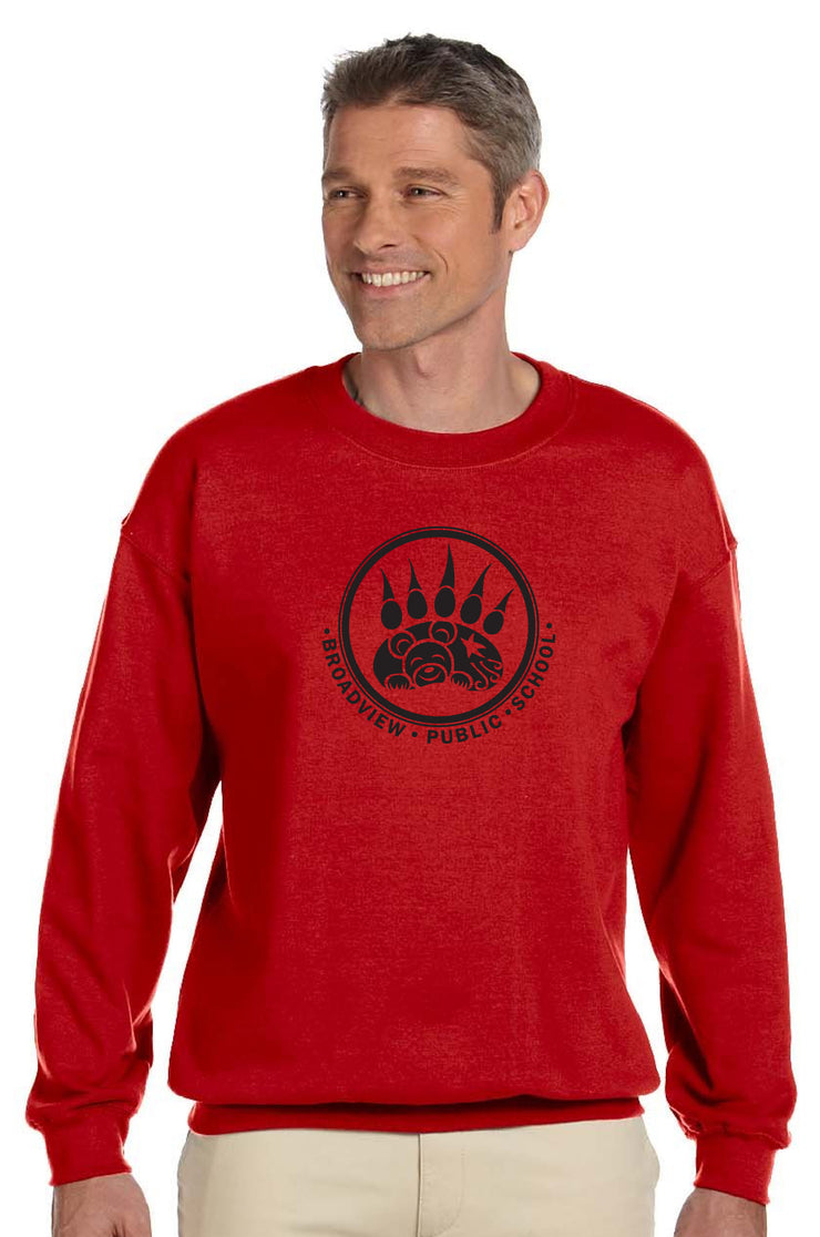 BROADVIEW SPIRITWEAR - FULL FRONT - GILDAN HEAVY COTTON CREW SWEATSHIRT