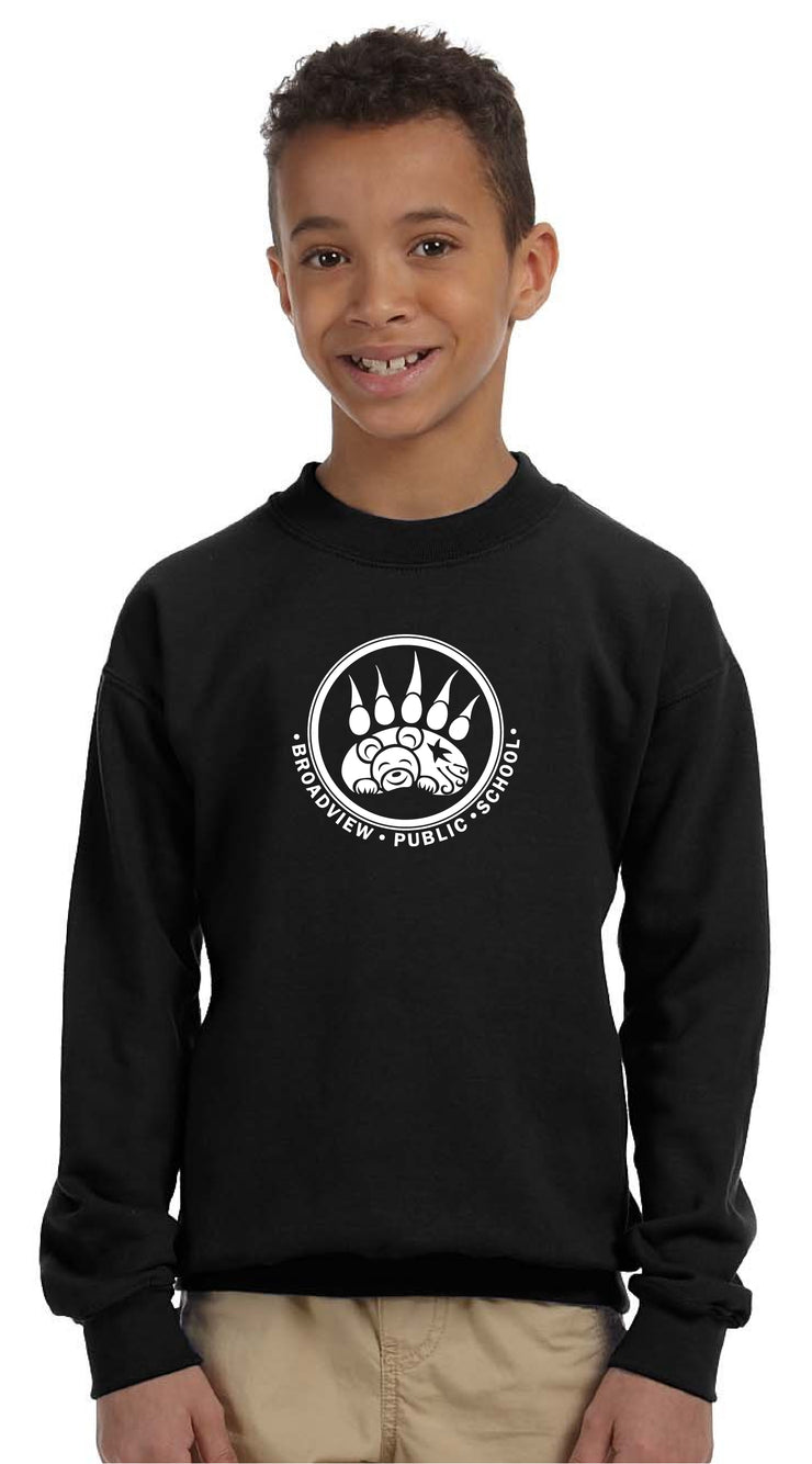 BROADVIEW SPIRITWEAR - FULL FRONT - GILDAN HEAVY COTTON CREW SWEATSHIRT - YOUTH