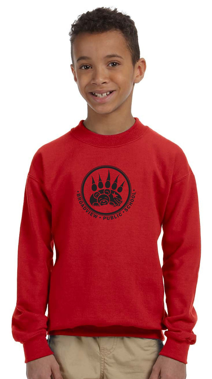 BROADVIEW SPIRITWEAR - FULL FRONT - GILDAN HEAVY COTTON CREW SWEATSHIRT