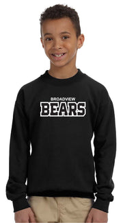 BROADVIEW SPIRITWEAR - TWILL - GILDAN HEAVY BLEND COTTON CREW SWEATSHIRT - YOUTH