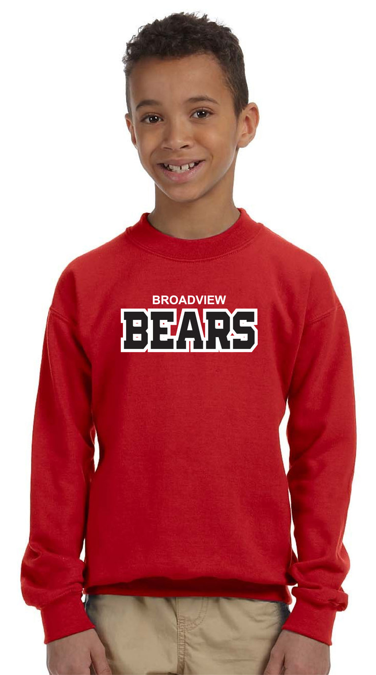 BROADVIEW SPIRITWEAR - TWILL - GILDAN HEAVY BLEND COTTON CREW SWEATSHIRT - YOUTH