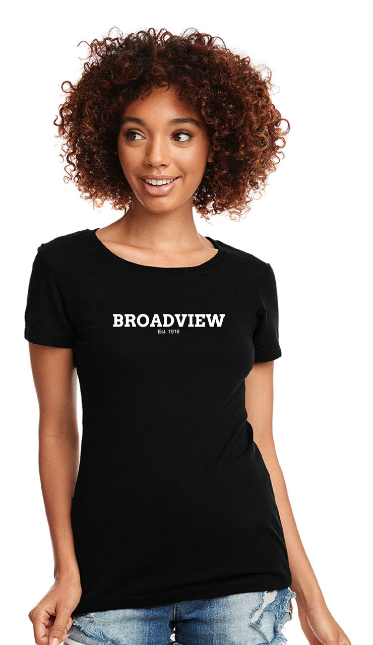 BROADVIEW STAFF - TEXT LOGO - NEXT LEVEL LADIES IDEAL T-SHIRT