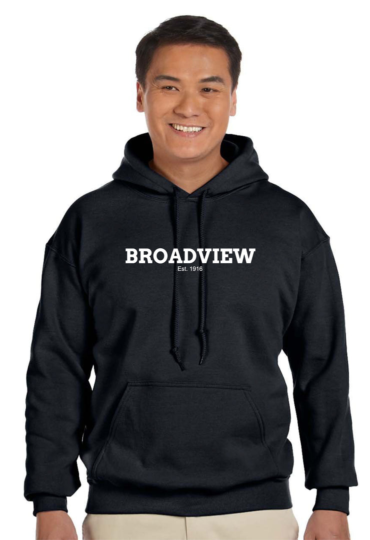 BROADVIEW STAFFWEAR - TEXT LOGO - GILDAN HEAVY BLEND HOODED SWEATSHIRT - ADULT