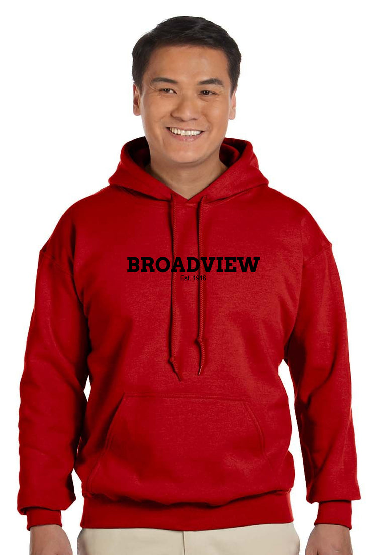 BROADVIEW STAFFWEAR - TEXT LOGO - GILDAN HEAVY BLEND HOODED SWEATSHIRT - ADULT