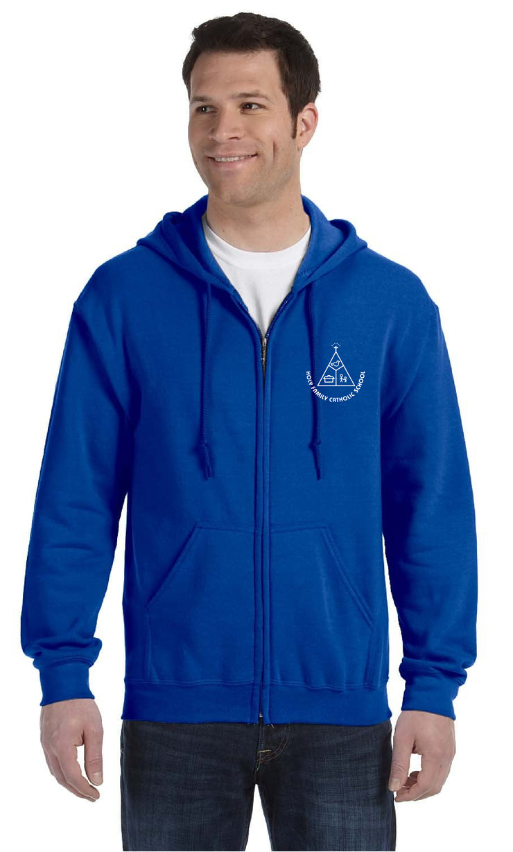 HOLY FAMILY SPIRITWEAR-LEFT CHEST PRINT-ADULT-GILDAN ZIPPED HOODIE
