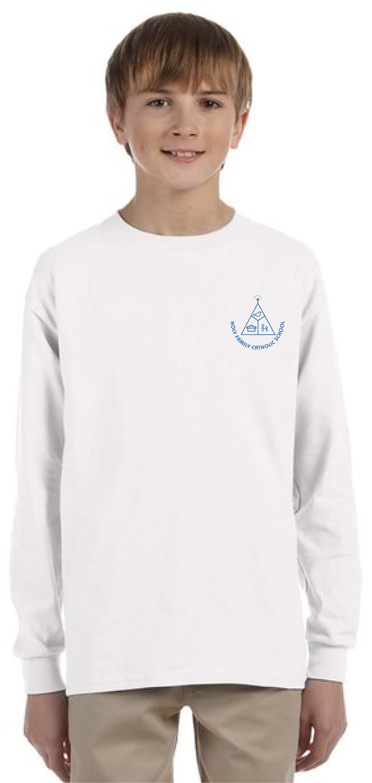 HOLY FAMILY SPIRITWEAR - LEFT CHEST PRINT - YOUTH - GILDAN COTTON LONGSLEEVE