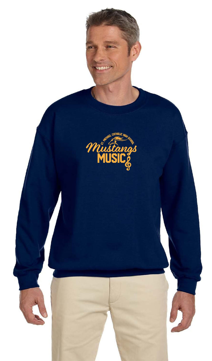 ST MICHAEL CATHOLIC HIGH SCHOOL MUSIC - STRAIGHT LOGO - GILDAN COTTON CREWNECK SWEATER - ADULT
