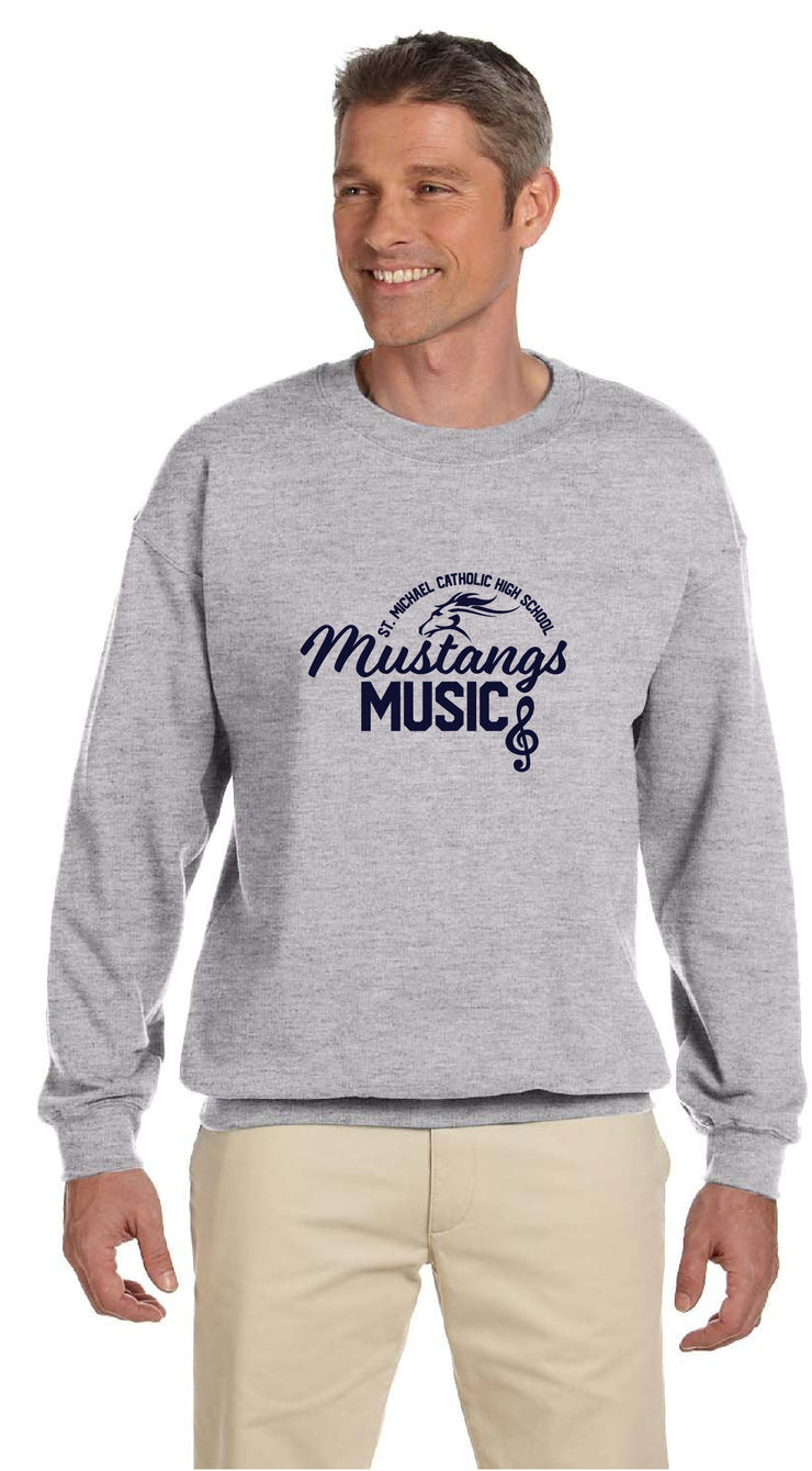 ST MICHAEL CATHOLIC HIGH SCHOOL MUSIC - STRAIGHT LOGO - GILDAN COTTON CREWNECK SWEATER - ADULT