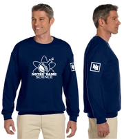 NOTRE DAME SCIENCE - FRONT PRINT - GILDAN COTTON FLEECE CREWNECK