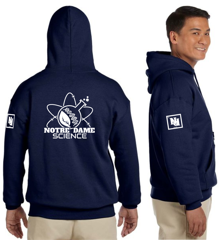 NOTRE DAME SCIENCE - BACK PRINT - GILDAN COTTON HOODIE - ADULT