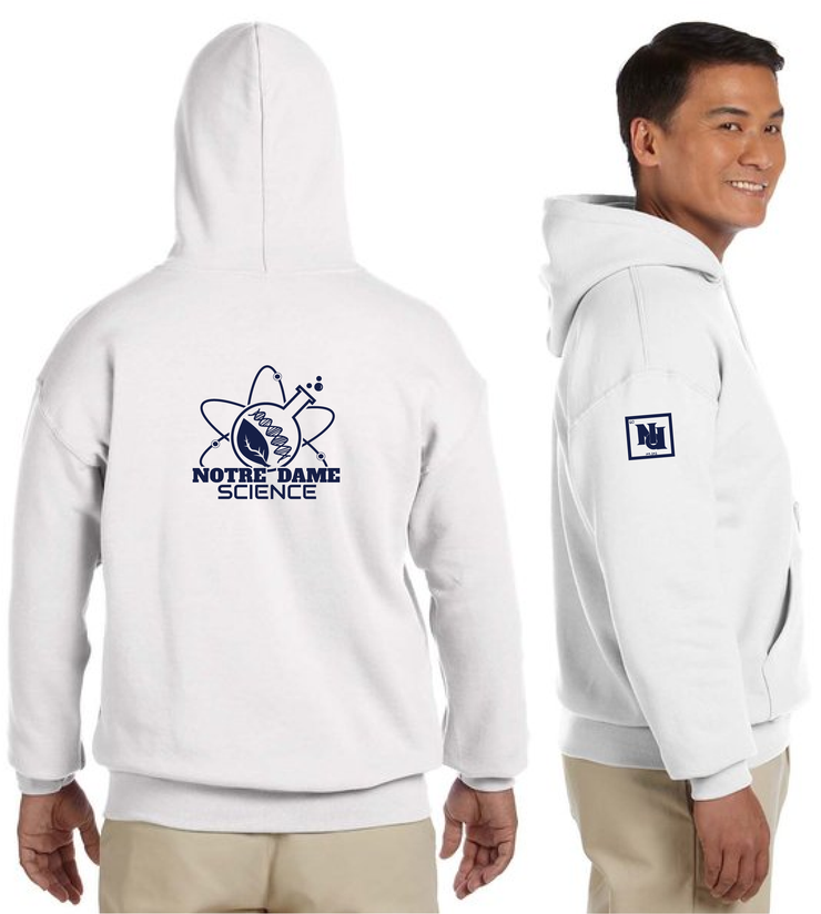 NOTRE DAME SCIENCE - BACK PRINT - GILDAN COTTON HOODIE - ADULT