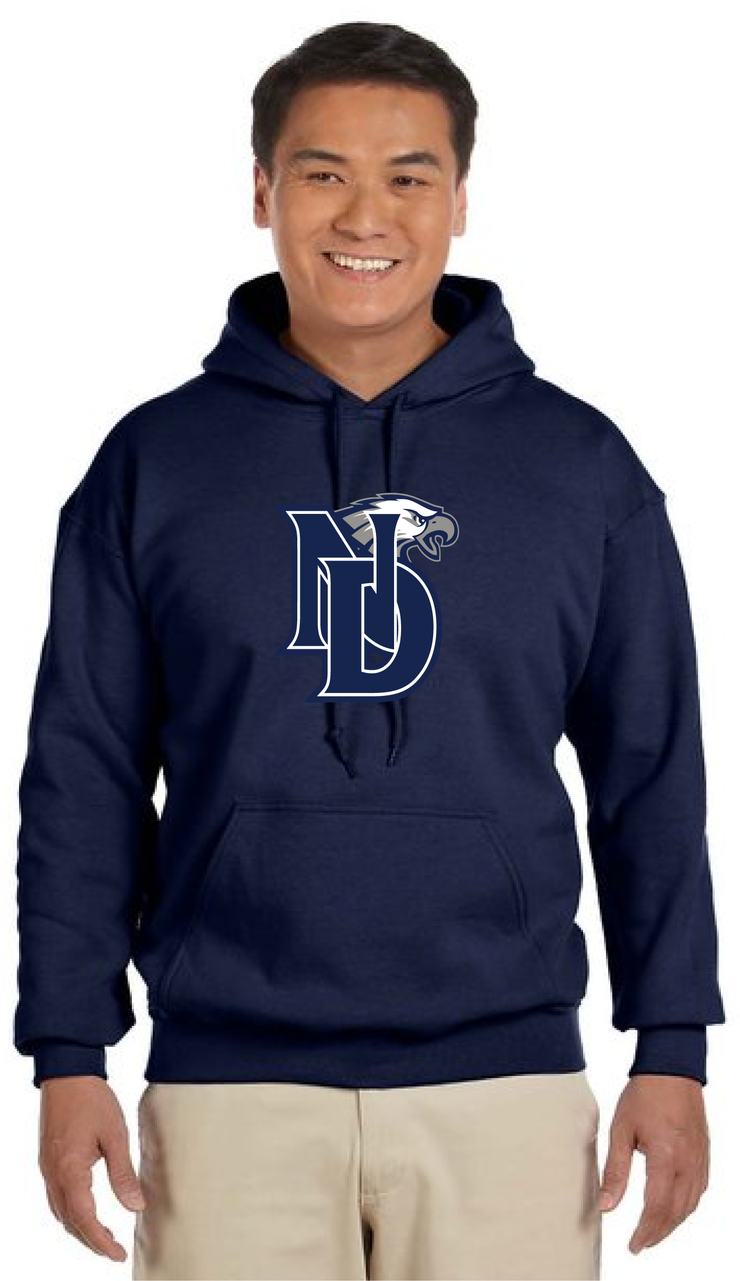 NOTRE DAME SPIRITWEAR - FULL ND PRINT - GILDAN COTTON HOODIE - ADULT