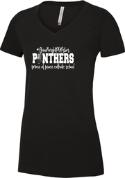 PRINCE OF PEACE STAFF- POP FULL FRONT- ATC LADIES RINGSPUN V-NECK TEE